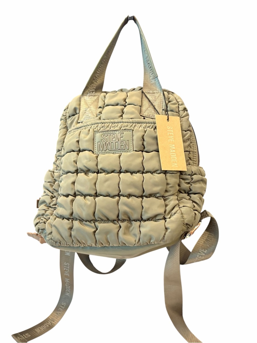 Steve Madden Mini Brosie Puff Totepack Olive Green Nylon Backpack Bag NWT